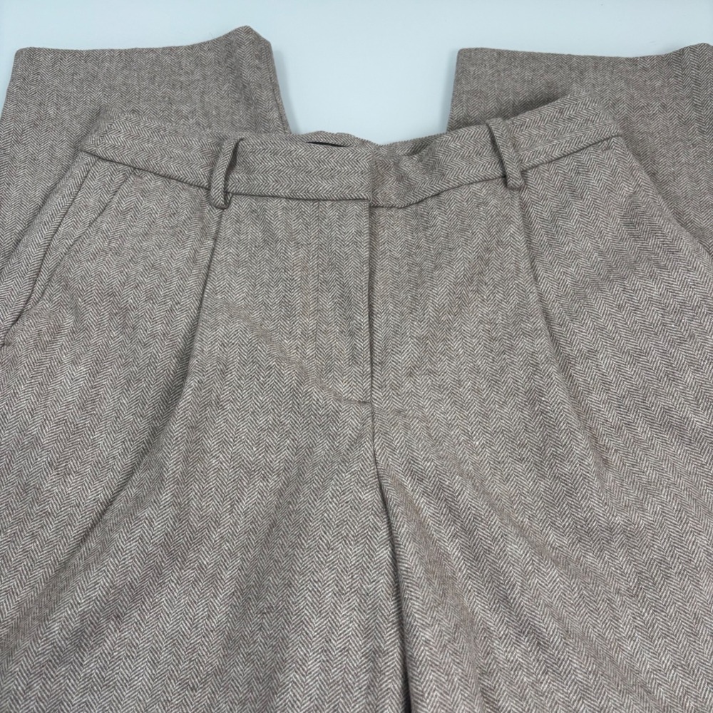 Banana Republic Women 6P Brown Herringbone Wool Straight Leg Pants Office
